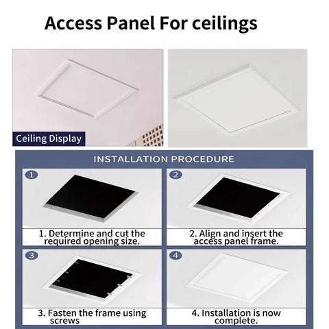 Dead Simple Drop In Ceiling Access Panel 15X18 Inches Waterproof Aluminum installation steps showing ceiling access panel usage.