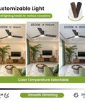 42 Inch Modern Ceiling Fan With Lights And Remote, Low Profile Flush Mount, Quiet Reversible DC Motor, 3CCT Dimmable LED, indoor settings