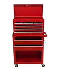 Solid As A Rock Rolling Tool Chest Eight Deep Drawers And Detachable Top Workbox Heavy Duty Mobile Shop Rig For Garage And Worksite Gear Organization Setup, front view with open drawers.