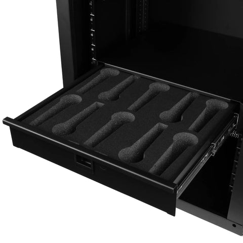 Lockable 2U Wired Microphone Rack Drawer Stores 10 Pro Mics With Tidy Recording Cabling Crafted From Gnarly Heavy Steel For Sleek Studio Organization And Rock Solid Backline Defense