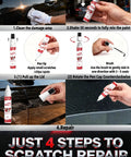 GMC White Frost Tricoat Touch Up Paint Pen Two In One Scratch Repair For Vehicles shown in use step-by-step guide