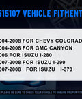 Fitment chart for Front Right Wheel Hub and Bearing Assembly 515107 for Chevy Colorado, GMC Canyon, Isuzu 2004-2008 models.