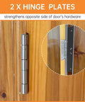 Two hinge plates from the Built Like A Tank Five Piece Door Reinforcement Kit For Jamb And Frame With Hinge Guard Security Latch Stopper.