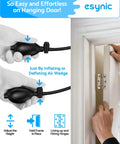 Esynic 2 Pack Heavy Duty Air Wedge Bags Kit Lifting Blocks For Appliances Up To 300 lbs Load Capacity With Quick Inflate Design, shown inflating under door.