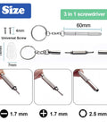 3 in 1 screwdriver tool with keychain, sizes 1.7mm, 2.5mm, compact design for No Sweat Silicone Eyeglasses Nose Pads use.