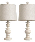 Super Cool Rustic Table Lamp Set Of Two With Vintage Farmhouse Vibes Perfect For Your Living Room Bedroom Or Nightstand In Small Spaces Features Antique White Resin Base And Linen Shade For Cozy Compact Decor