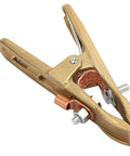Heavy Duty Brass A-Shape Ground Welding Earth Clamp With Rock Solid Grip For Professional 500A Max Current showing pure brass construction.