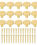 Top Shelf Handymen Approved Solid Brass Cabinet Knobs And Brushed Round Drawer Pulls In A 15 Pack With M4 Hardware for DIY projects.