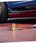 Brass Pneumatic Speed Controller With Quarter Inch NPT Male Thread And Eight Millimeter Push In Tube Fitting For Precise Air Flow Regulation In Automotive Door Systems And Built To Last Heavy Duty Industrial Rigs on car side panel