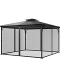 Gazebo Netting Replacement For Most 11.5 Ft Square Or Rectangular Gazebos With 4 Panel Mesh Sidewalls And Double Zipper Outdoor Garden Midge Netting Canopy Screen To Keep Bugs Out