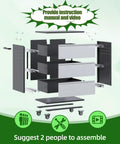 Exploded view of Heavy Duty Metal Rolling Tool Storage Cabinet With Drawers And Side Pegboards assembly components.
