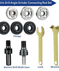Electric Drill Grinder Wheel Disc Adapter Kit With 6 mm And 10 mm Shafts Adjustable Rotary Cutter Includes 2 Spanners 2 Shafts 6 Nuts Metal Deburring 10 Piece Set Pro Grade Heavy Duty DIY And Professional Use, showing shafts, flanges, and wrenches.