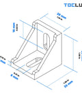 Heavy Duty 3030 Aluminum Extrusion Corner Bracket Kit With 10 Corner Brackets 20 M6 Spring T Nuts And Hex Screws Diagonal View Diagram