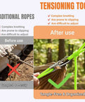 Ultra Lightweight Rope Tightening Tool With Roller Cam Four Pack For Camping And Boating Grab And Go No Knots Needed Locks Rope Instantly Ultra Compact Tensioner For Tarps Outdoor Gear Hiking And Emergency Fixes used to keep rope organized and tangle-free comparison with traditional knotted rope.