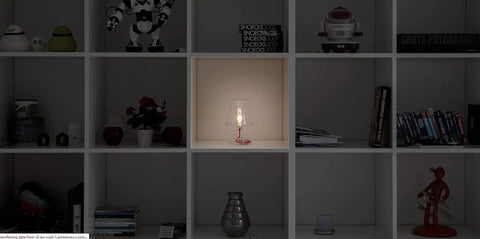 Shelf display with Transloetje Table Lamp Set Transparent LED Lighting Showcasing Edison Style Inner Bulb Energy Saving Glass Lamps