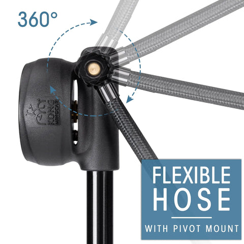 High Pressure Bike Shock Pump With No Loss Schrader Valve 360-degree pivot mount, flexible hose for front and rear suspension
