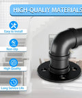 Heavy Duty Industrial Pipe Stair Handrail Black Wall Mount Safety Grab Bar For Indoor Outdoor Steps With Full Mounting Kit Built Tough Matte Black Finish showing quality materials and easy installation.