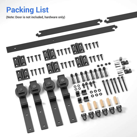 10Ft Bi Folding Sliding Barn Door Hardware Kit For Four Doors Black Track With J Shape Rollers Ultra Quiet Nylon Wheels