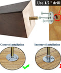 Installation guide for 4 Inch Wood Furniture Legs Set Of 6 Square Couch Legs For Sofa Armchair Dresser And Sideboard Replacement Mid Century Modern Durable Rubber Wood With Hardware Included