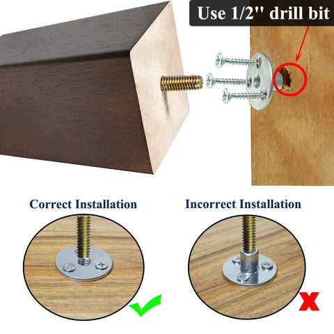 Installation guide for 4 Inch Wood Furniture Legs Set Of 6 Square Couch Legs For Sofa Armchair Dresser And Sideboard Replacement Mid Century Modern Durable Rubber Wood With Hardware Included