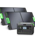 Power Beast 2400W Portable Power Station With 2x100W Solar Panels 1843.2Wh LiFePO4 Battery for camping and emergency use.