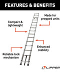 On The Go Portable Telescoping RV Ladder 14.5 Ft For Easy Roof Access, Quick Extend, And Deep Stow To 35.75 In, Heavy Duty 330 Lb Capacity, Stable And Safe Climbing For Your RV, Fits Lippert Ladder Receiver, telescoping aluminum ladder