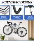 Bike Wall Mount Hanger Adjustable 2 Pack Space Saving Horizontal Bicycle Rack in use on a wall displaying a bike