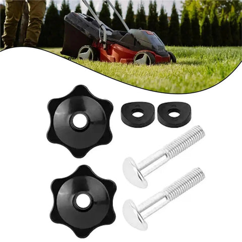 Durable 5 Piece Snow Blower Handle Knob Kit With Locking Threads For Tough Winter Jobs Sturdy Raw Material Grip For Lawn Care Pros, shown with bolts