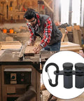 Beefy Right Angle Clamp For Precision 90 Degree Alignment In Woodworking Metalworking And Construction With Nonslip Aluminum Frame Built In Clamping Mechanism And Rugged Corrosion Resistant Design For Steady Measurements, black clamp on workbench