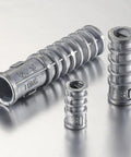 30 Pack Lag Shield Anchors Set 1/4 Inch By 1-1/2 Inch Long Zinc Alloy Concrete Masonry Anchors displayed on metal surface.