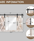 Farmhouse Barn Door Mirror With Rustic Wood Frame 37 By 26 Inches Wall Decor dimensions and hardware details, rustic white finish