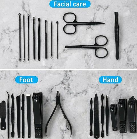 Pro Grade 26 Piece Manicure Set With Stainless Steel Nail Clippers And Multifunction Tools For Hand Care Facial Care And Foot Care
