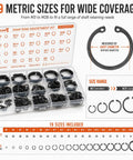 555-Piece External Snap Ring Kit With 19 Metric Sizes M3 Through M28 For Grooved Shafts, Includes M3 M4 M5 M6 M7 M8 M10 M11
