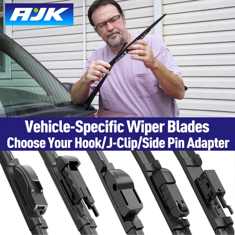 Person installing All Weather Windshield Wiper Blades For Hyundai Santa Cruz 2022 2023 2024 2025 2 Pack Front Replacement, OEM Quality