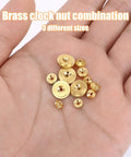 12 Piece Brass Clock Hand Nut Set With Three Sizes 5mm 6mm And 10mm for Grandfather Wall and Mantel Clocks in hand