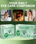 Eyelid Wipes, mint-green packaging, tea tree extract, 60 & 120 pcs, individually wrapped