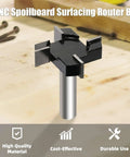Spoilboard Surfacing Router Bit 1/2 Inch Shank 2 Inch Diameter 4-Wing YG6X Carbide Rabbet Slot Cutter on wood table