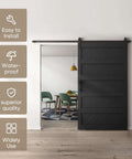 48 By 84 Inch Sliding Barn Door Kit With Wave Shape Panel And Hardware Included Solid Wood With MDF And PVC Covered Surface