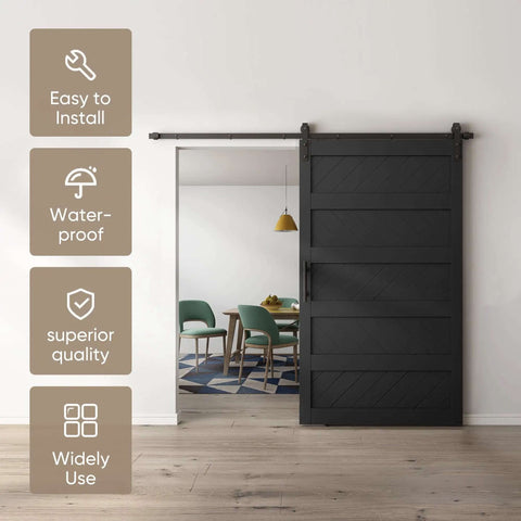 48 By 84 Inch Sliding Barn Door Kit With Wave Shape Panel And Hardware Included Solid Wood With MDF And PVC Covered Surface