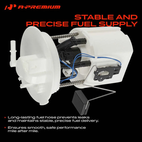 Electric Fuel Pump Module Assembly With Senders Direct Swap Replacement For Mazda 6 2003 To 2007 23 Liter Engine, detailed view of assembly with fuel hoses and electronic components.