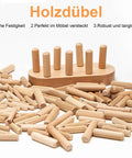 Pro Grade Walnut Wood Dowels Kit In Sizes One Quarter Inch Five Sixteenth Inch Three Eighth Inch Grooved Plugs 225 Pcs display