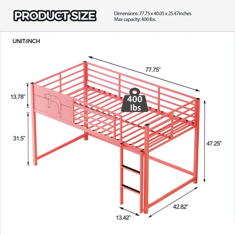 Twin Size Guardrail Bed Frame With Under Bed Storage And Decorative Options For Kid Rooms Sturdy Metal Frame Easy Assembly Safe Sleep Space For Playtime And Nighttime