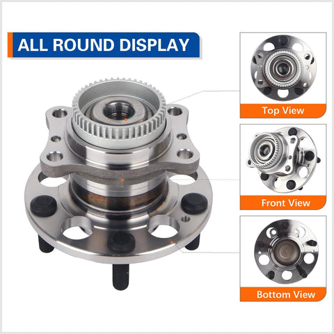 All angles of Beefy Rear Wheel Hub Bearing Assembly 512492 Fits Hyundai Elantra 2011 To 2018 Elantra Coupe Elantra GT Veloster Kia Forte.