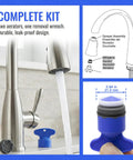 Two Pack Faucet Aerator Replacement For RP53998 Comes With Removal Wrench M21.5 Thread And 2.2 Gpm Water Flow Control showing kit contents.
