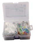 DIY Electronics Component Kit With 1818 Pieces Including Resistors, Capacitors, LEDs, Diodes, and Transistors in a plastic case