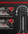 Cordless Ratchet Wrench Kit With LED Light, 12V Workhorse Power Tool Kit showing forward reverse mode