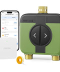 Two Zone WiFi Water Timer For Garden Hose With Brass Inlet And Outlet No Mess Setup Smart Sprinkler Controller and smartphone app