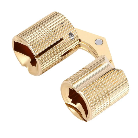 Polished Brass Hidden Cabinet Hinges 12mm Cylindrical Concealed Hinges With 180 Degree Opening, close-up of hinge design.