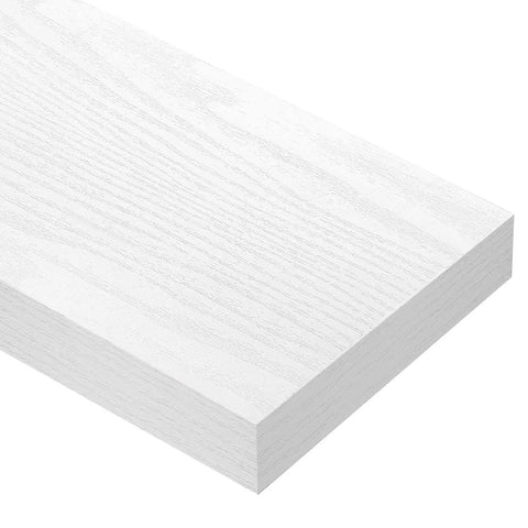 Close-up of MDF board from Floating Bathroom Shelves Over Toilet Set Of 2 In White MDF With Steel Brackets Farmhouse Wall Mounted Shelves