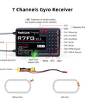 Diagram of R7FG 7 Channel Gyro Receiver 2.4GHz Telemetry Long Range For RC Cars And Boats With FHSS 67-Channel Hopping And Built-In Gyro.